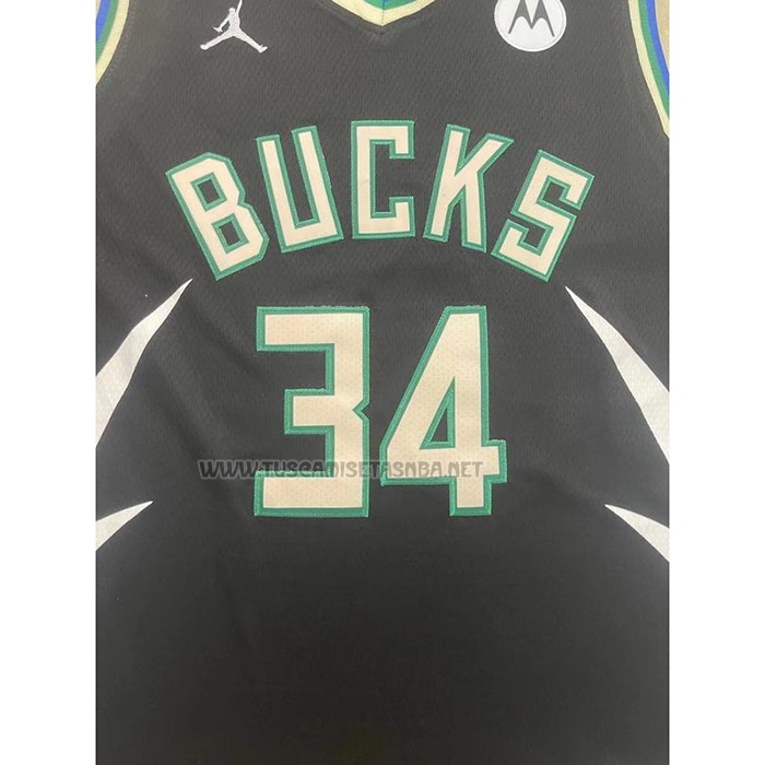 Camiseta Giannis Antetokounmpo NO 34 Milwaukee Bucks Statement 2022-23 Negro